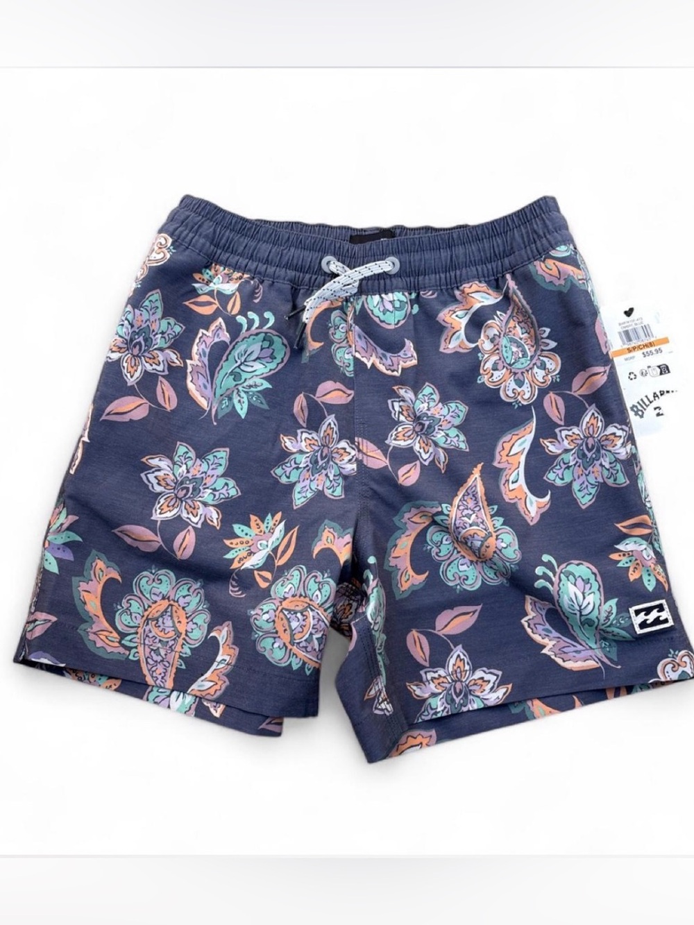 Billabong Navy Floral Paisley Drawstring Kids Shorts